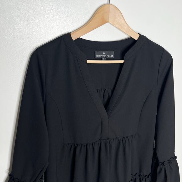 Tuckernuck Pomander Place Crepe Kenzo Top Womens Small Black Minimalist Preppy - Picture 4 of 9